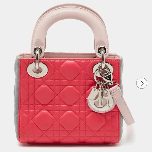Dior Pink and Gray Mini Quilted Bag with silver Hardware - Picture 3 of 17